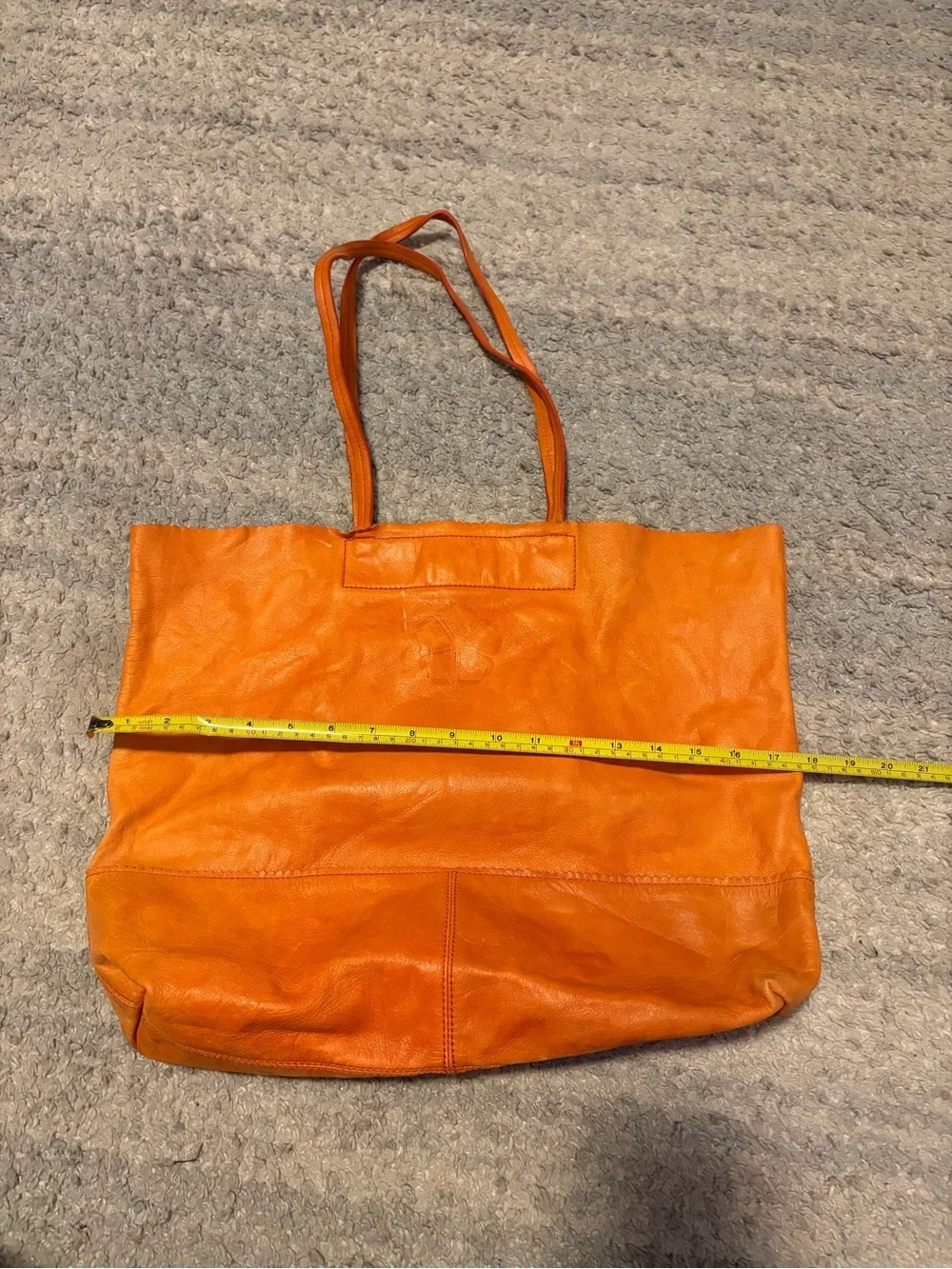 Banana Republic x Trina Turk Orange Leather Suede Large Tote Bag Floral Pocket